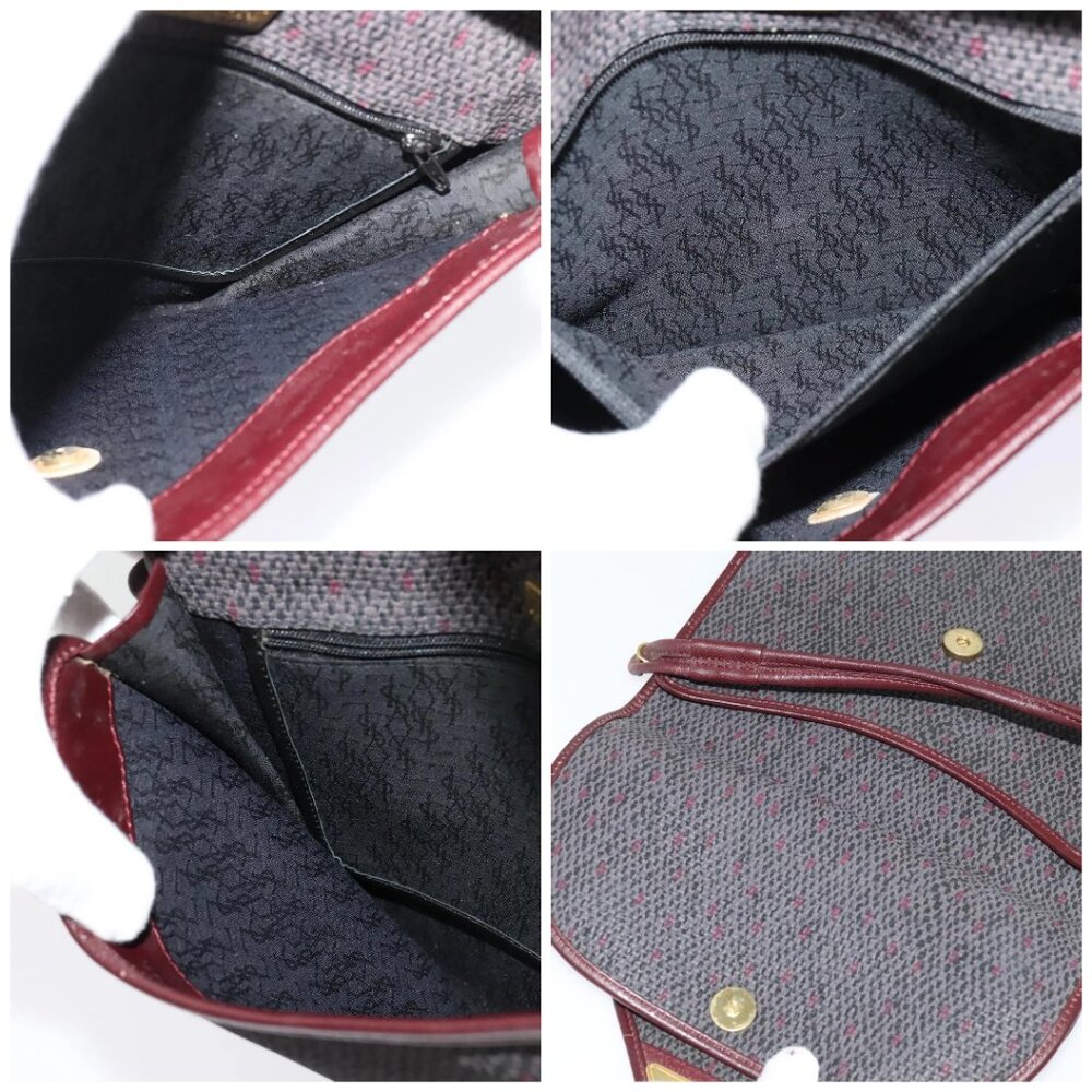 SAINT LAURENT Shoulder Bag Coated Canvas Bordeaux Gold Auth BA4193 - Picture 15 of 16